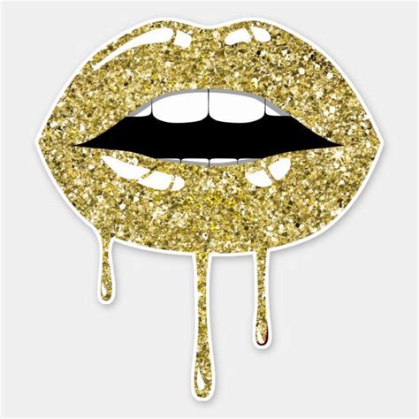 Gold Party Luxury Glam Glitter Drip Dripping Lips Sticker Affiliate