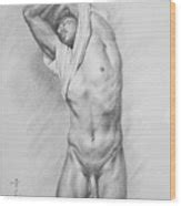 Original Charcoal Drawing Art Male Nude On Paper Drawing By