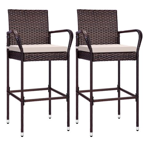 VIVOHOME 2 Packs Outdoor Wicker Barstool Patio Rattan Furniture With