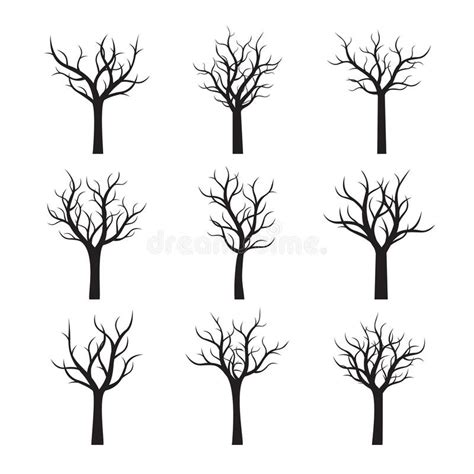 Black Naked Trees Without Leaves Vector Illustration Stock Vector Illustration Of Forest