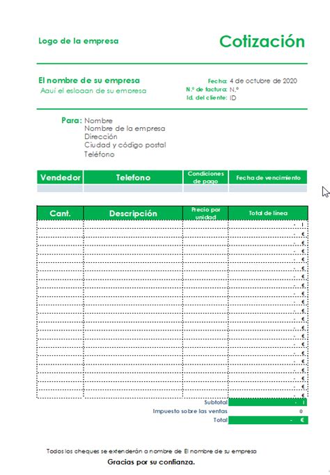 Cotización en Excel Ejemplos Formatos 2024