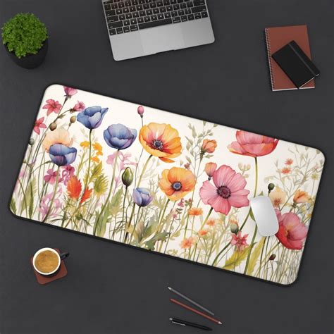 Wildflower Desk Mat Cute Desk Mat Floral Desk Pad Large Mouse Pad