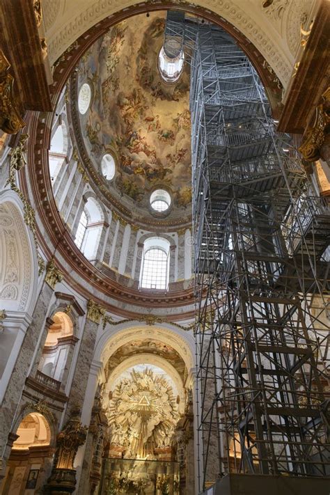 Interior of Famous Baroque St. Charles Church or Karlskirche in Vienna ...