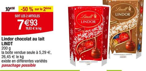 Promo LINDT Lindor Chocolat Au Lait Chez Carrefour