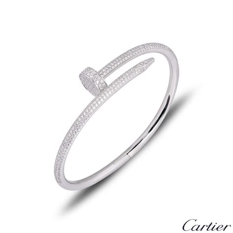 Cartier White Gold Diamond Juste Un Clou Bracelet Size N