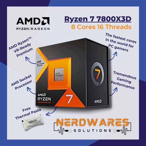 NerdWares Solutions AMD Ryzen 7 7800X3D 8 Cores 12 Threads with Radeon ...