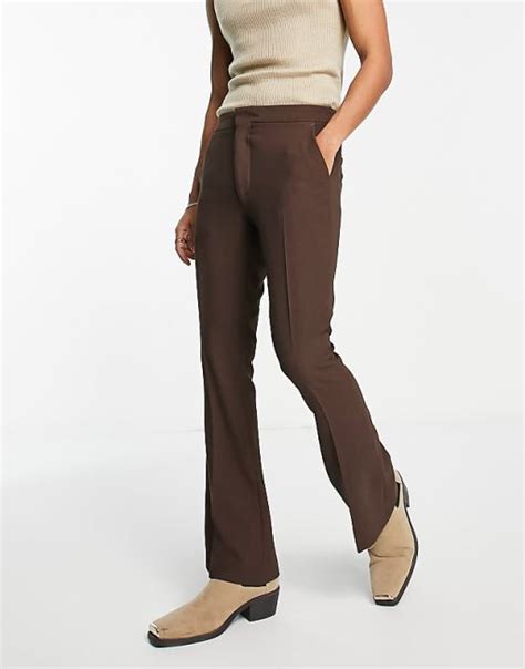 Asos Design Skinny Flare Suit Pants In Brown Asos