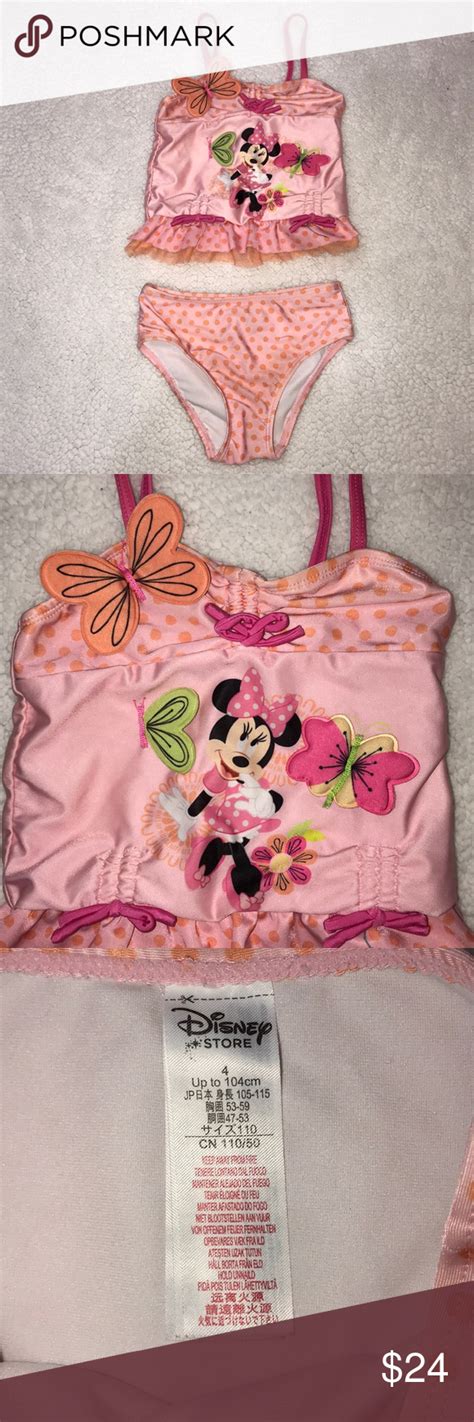 Girls Disney Minnie Mouse 2 Piece Swimsuit Size 4 Disney Girls 2