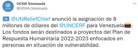 Onu Aprobó Ocho Millones De Dólares Para La Respuesta Humanitaria En Venezuela