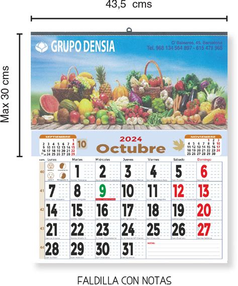 CALENDARIO PARED FALDILA MENSUAL ESTÁNDAR FALDILLA 43 5 CMS ANCHO