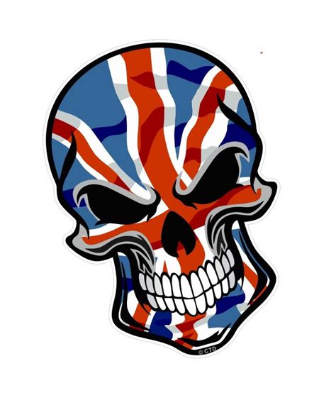 GOTHIC BIKER SKULL With Union Jack British Flag Motif External Vinyl