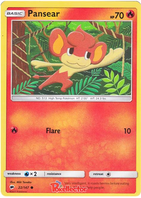 Pansear Burning Shadows 22 Pokemon Card