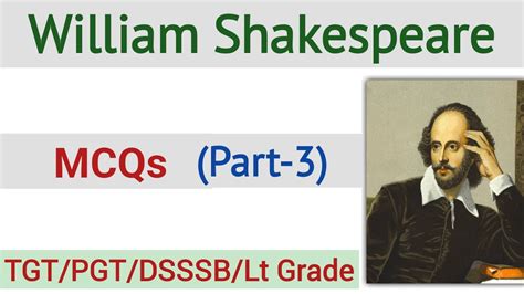 William Shakespeare Mcqs Mcq On William Shakespeare Tgt Pgt Dsssb