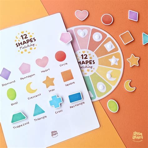 Rainbow Shapes Matching Printable Preschool Shape Montessori Etsy