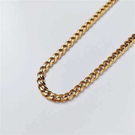 Gold Curb Chain Necklace 18K Gold Stainless Steel Womens Etsy Canada