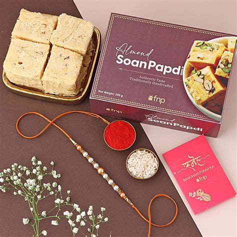 Buy Send Sneh Serene Pearls Rakhi Soan Papdi Box Online FNP