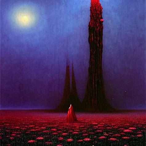 Krea Ai The Dark Tower In A Field Of Roses Surrealism Co