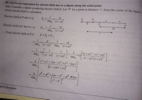 Derive An Expression Electric Field Due To A Dipole Along The Axial