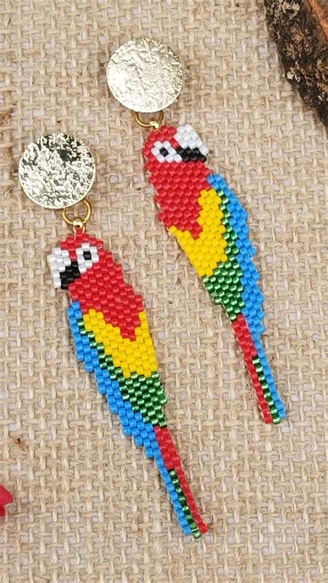 Bunte Vogel Ohrringe Perlen Mit Miyuki Delica Rocailles Etsy