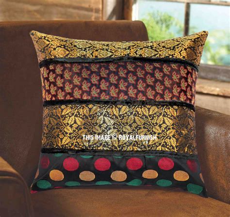 Black Unique Handmade Designer Silk Throw Pillow Cover 16x16 Inch