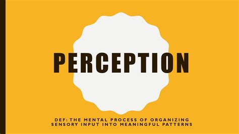 Perception Def The Mental Process Of Organizing Sensory Input Into