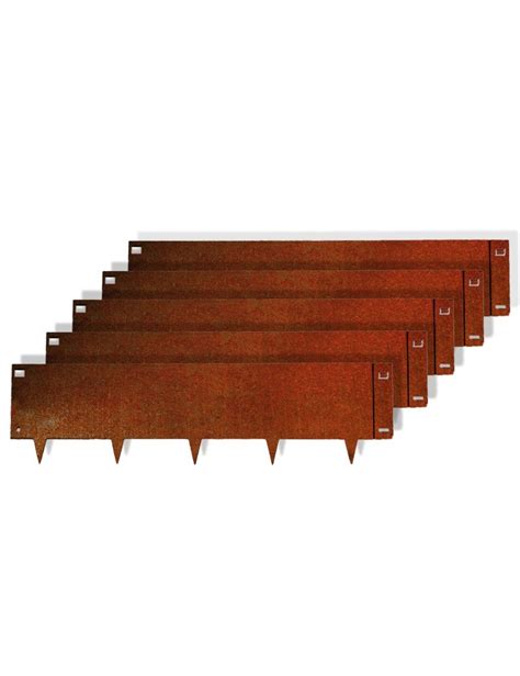 5pcs Bordure de Jardin Métal Acier Corten Brut 100x26 5cm épaisseur 1