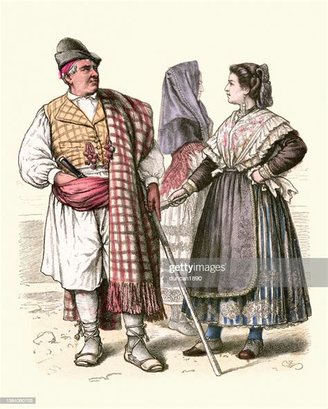 Traditional Costumes Of Spain Murcia History Fashion 19th Century High-Res Vector Graphic ...