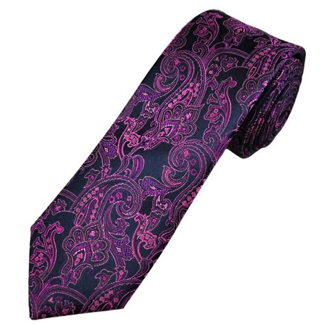 Tresanti Celeste Navy Blue And Cerise Pink Paisley Pattern Mens Silk Designer Tie From Ties Planet Uk