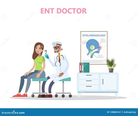 Ent Doctor Checking Throat Flat Vector Illustration Otolaryngologist