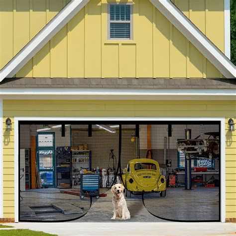 Qiseca Garage Door Screen 18x7ft Magnetic Garage Screen Doors For 2 Car Garage Retractable