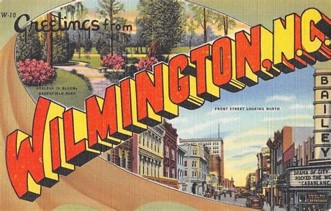 Wilmington North Carolina Greetings Large Letter Linen Antique Postcard