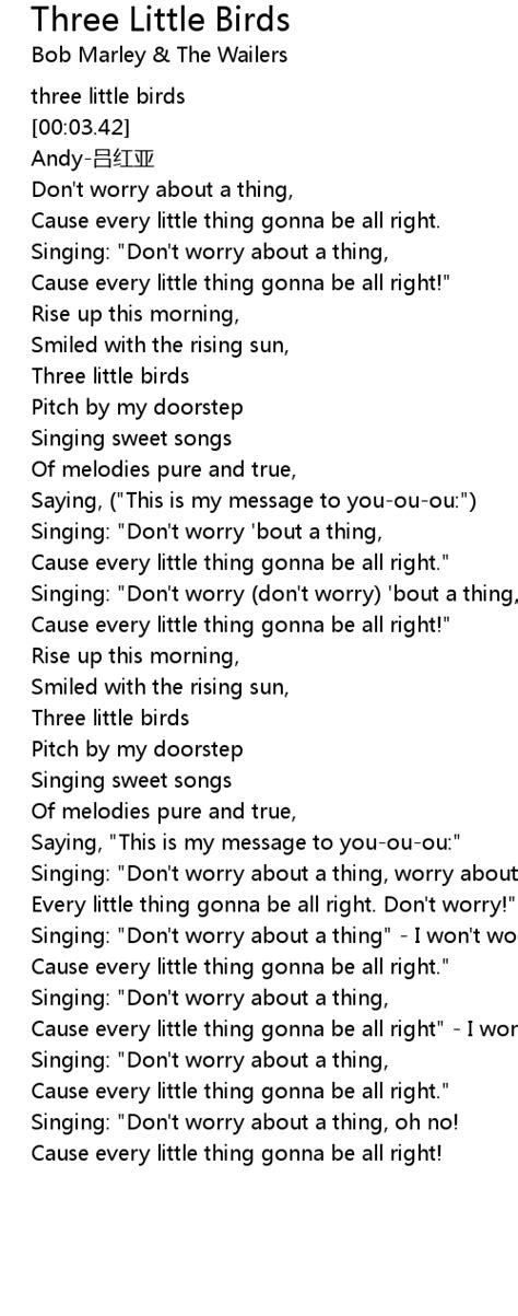 Bob Marley Three Little Birds Lyrics