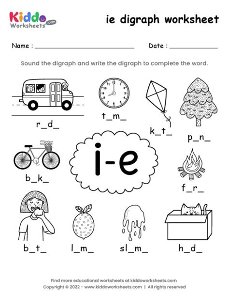 Free Printable Ie Digraph Worksheet Kiddoworksheets Digraphs