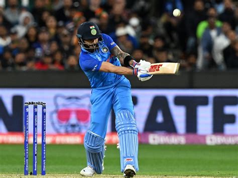 Virat Kohlis Backfoot Six Down The Ground Off Haris Rauf In T20 World