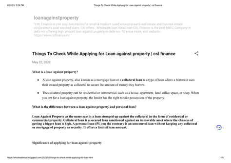 Ppt Things To Check While Applying For Loan Against Property Csl