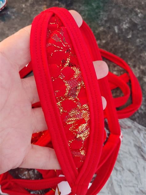 Skinbikini Micro Red Floral Metallic See Thru Bikini New EBay