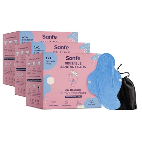 Buy Sanfe Reusable Sanitary Menstrual Pads For Women With Banana Fibers