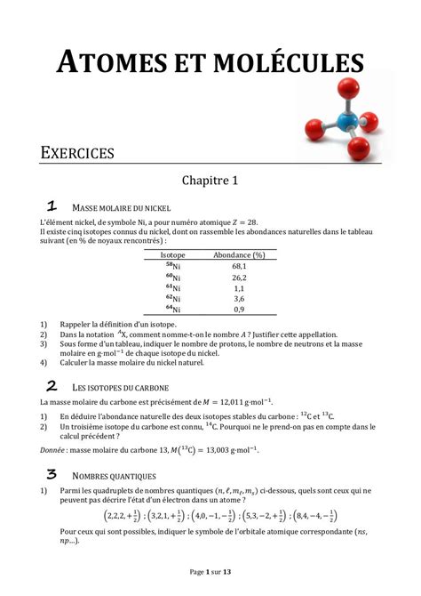 exercices structure de l atome 3ème