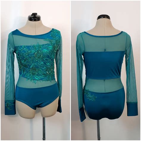 Adult Small Teal And Jade Cutout Leotard With Appliques Black