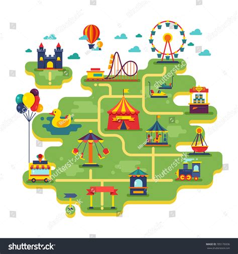 1,043 Map amusement park Stock Illustrations, Images & Vectors ...