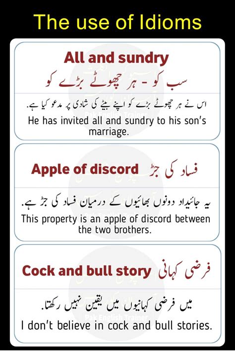 English Idioms With Urdu Meanings Spoken English Artofit