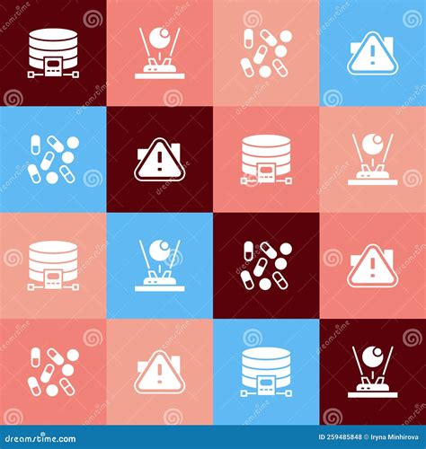 Set Pop Art Cloud Database, Hologram, Medical Pill Biohacking and