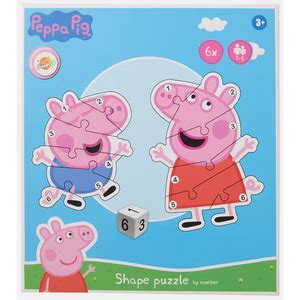 Peppa Pig Vorm Spelpuzzel Blauw Geel 6 Stukjes Legpuzzel Shape