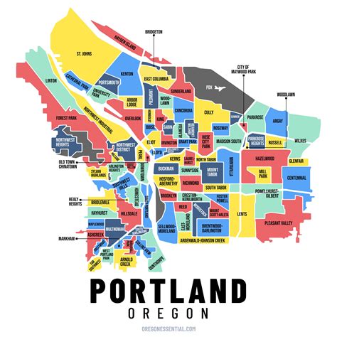 Map of Portland Oregon with Neighborhoods - Etsy