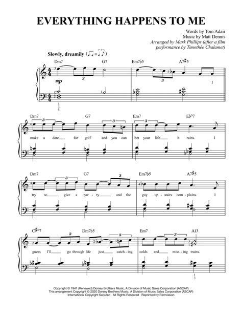 Everything Happens To Me By Matt Dennis Easy Piano Digital Sheet