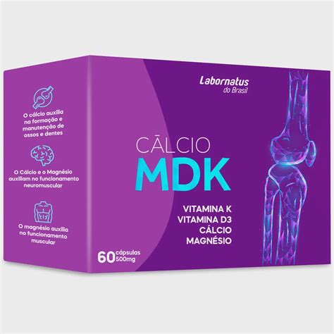 Cálcio mdk Vitamina K D3 Cálcio Magnésio 60 cáps Submarino