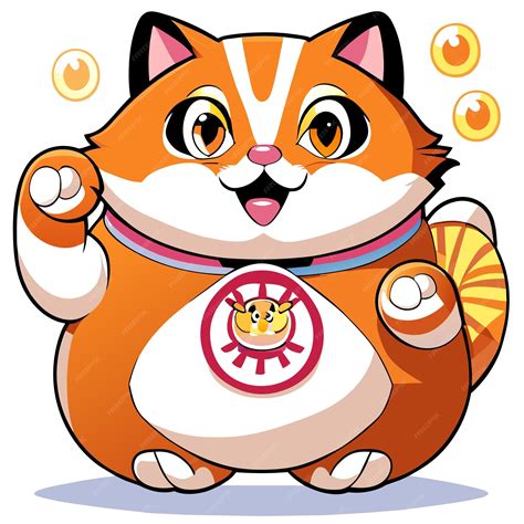 Premium Vector Fat Japanese Cat Maneki Neko Hand Drawn Cartoon