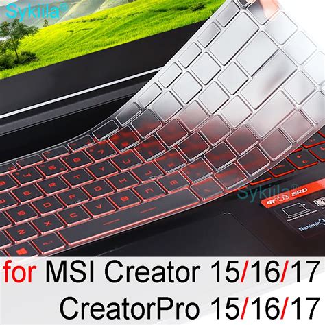 Keyboard Cover For Msi Creator 15 Z16 15m P65 17 17m P75 Clear Silicone