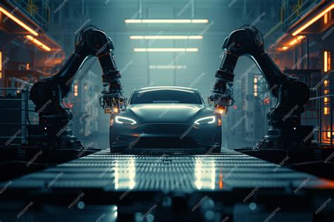 Premium Photo | Car manufacturing robots on a production line