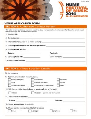 Fillable Online Hume Vic Gov Venue Application Form Humevicgovau Fax